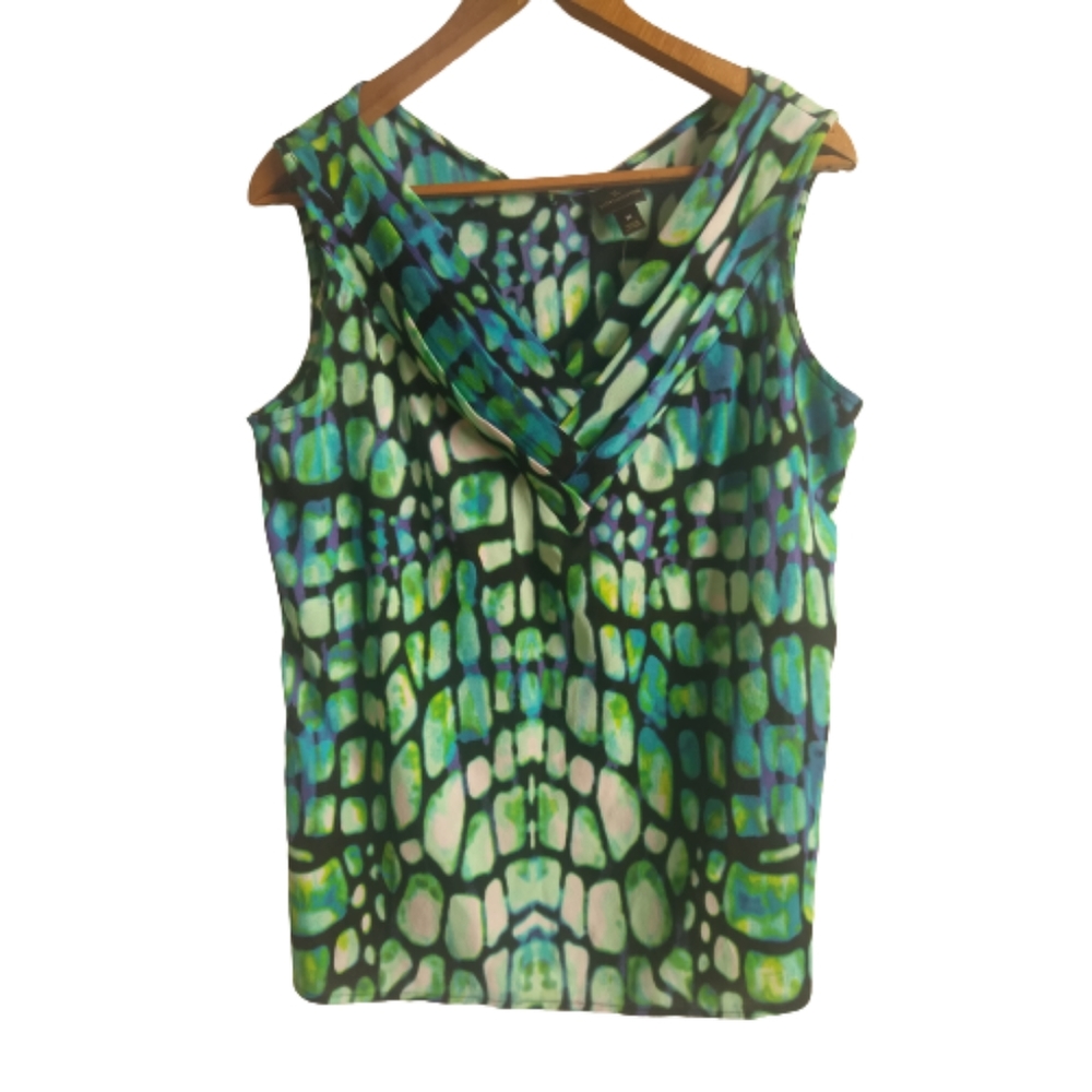 NWT Worthington Animal Print V-Neck Sleeveless Top Women's Size M Medium